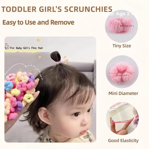 Miniatura 2 de Lazos para el Cabello de Bebé, Lazos para el Cabello de Niños Pequeños Bloom Sin Daño, 120 piezas, Edad 0-8, Sujetador de Cola de Caballo
