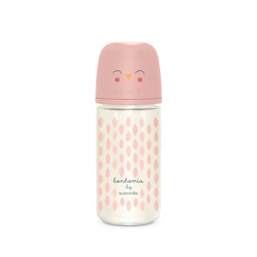 Miniatura 16 de Suavinex Bonhomia - Biberón de vidrio con pezón de silicona SX PRO, biberones anticólicos, biberones para bebés amamantados, flujo medio, 3 meses, 8