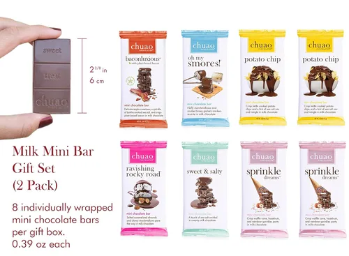 Miniatura 3 de Chuao Chocolatier Mini caja de regalo de chocolate con leche, barras surtidas de chocolate gourmet europeas sin conservantes, para cestas de regalo