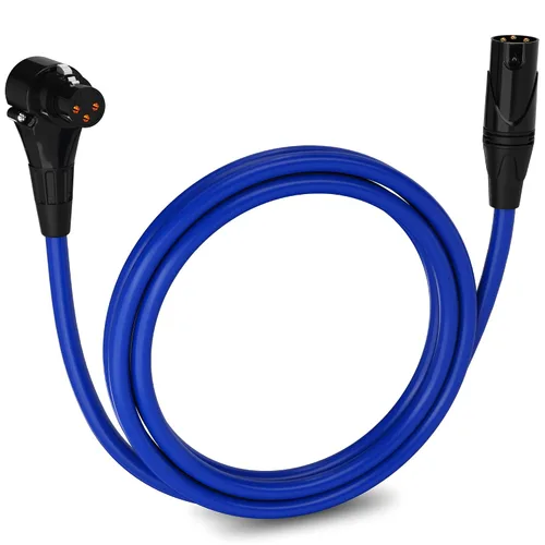 Miniatura 140 de LyxPro Cable de micrófono XLR hembra a macho de ángulo recto de 3 pines de 1.5 pies para altavoces amplificados, interfaz de audio, rendimiento