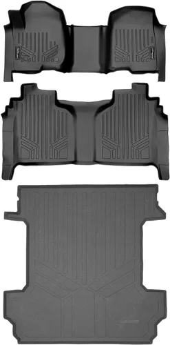 Miniatura 18 de SMARTLINER Juego de tapetes de piso de recubrimiento, de 2 filas, para Chevrolet Silverado 1500 2007-2013