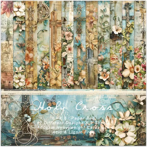 Miniatura 9 de Bloc de Papel para Scrapbooking Blue Sea - 24 Hojas de 6 Pulgadas con Patrones Estéticos Decorativos para Collage Decoupage Envoltorio Suministros