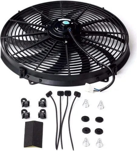 Miniatura 2 de Ventilador eléctrico para radiador de 16 pulgadas, ventilador eléctrico de 10 aspas 3000 CFM para automóvil, negro, con kit de termostato, cableado