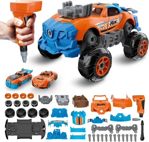 Miniatura 13 de Pup Go 3 en 1 Coche de Construcción para Niños de 3 años en adelante, Coche para Desmontar con Taladro Eléctrico, Camión de Juguete de Construcción