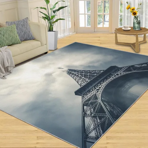 Miniatura 23 de Alfombras onduladas negras y blancas para dormitorio, alfombra de área abstracta, alfombras geométricas para sala de estar, alfombra antideslizante