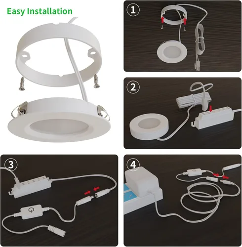 Miniatura 6 de Kit de luces LED de disco con cable, luces regulables debajo del gabinete, carcasa de aluminio con interruptor táctil, paquete de 6 unidades de 18 W