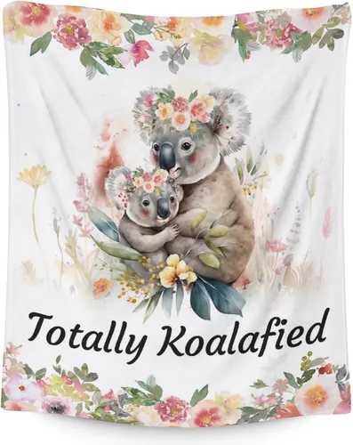 Miniatura 11 de Manta Koala para los amantes del koala, tamaño de cuna de 40 x 50 pulgadas, manta suave y acogedora para regalo, manta negra de dibujos animados