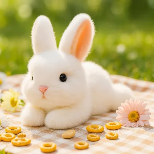 Miniatura 5 de Adorable conejo de Pascua de peluche de conejo blanco suave, lindo regalo de cumpleaños de Pascua para niños y niñas pequeños