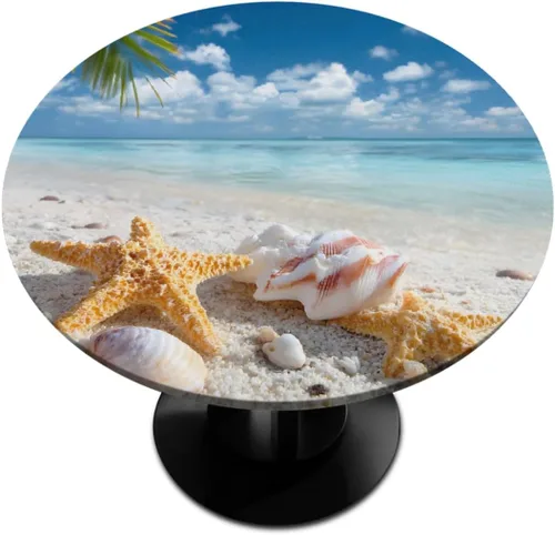 Miniatura 14 de cfpolar Mantel redondo ajustable de verano, hojas de palma tropical, borde elástico, mantel redondo lavable para uso en interiores y exteriores, se
