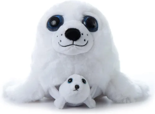 Miniatura 2 de The Petting Zoo Peluche de sello de arpa para mamá y bebé, regalos para niños, animales del océano Pocketz, juguete de peluche de sello de arpa