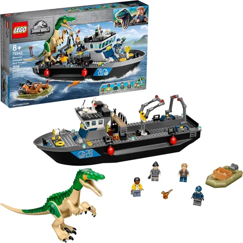 LEGO Jurassic World Baryonyx Dinosaur Boat Escape 76942 Kit de construcción; juego de juguete genial para niños creativos; nuevo 2021 (308 piezas)