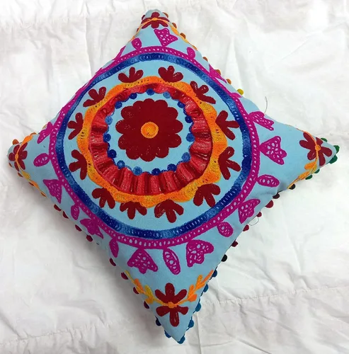 Miniatura 3 de INDACORIFY Fundas de cojín bordadas de 16 x 16 pulgadas, funda de almohada decorativa, cojines indios con pompones para exteriores, fundas