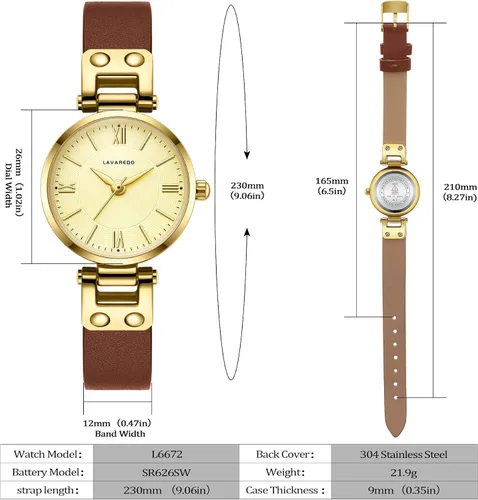 Miniatura 4 de NN BEN NEVIS Relojes para mujer elegante clásico pequeño reloj de cuero dorado Easy Reader Relojes de pulsera para mujer