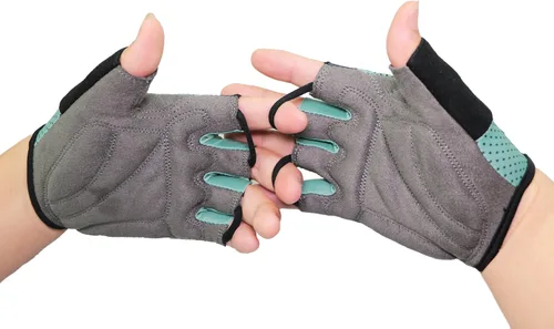 Miniatura 6 de Guantes de ciclismo, guantes de bicicleta de montaña, guantes de bicicleta Antideslizante, absorción de golpes, acolchado, transpirable, medio dedo