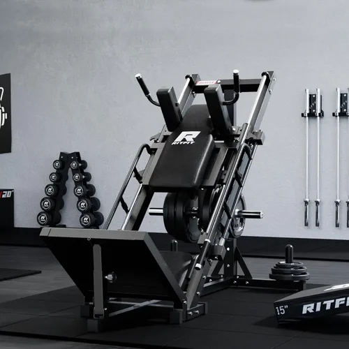 Miniatura 8 de RitFit Máquina de sentadillas para prensa de piernas, máquina profesional de prensa de piernas ajustable para gimnasio en casa con rodamiento