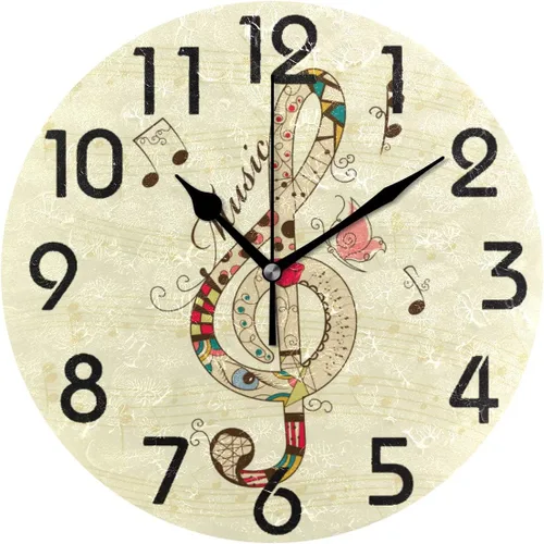 Miniatura 12 de Naanle Reloj de pared redondo negro con lápiz labial, de 9.5 pulgadas, funciona con pilas, de cuarzo, silencioso, analógico, silencioso