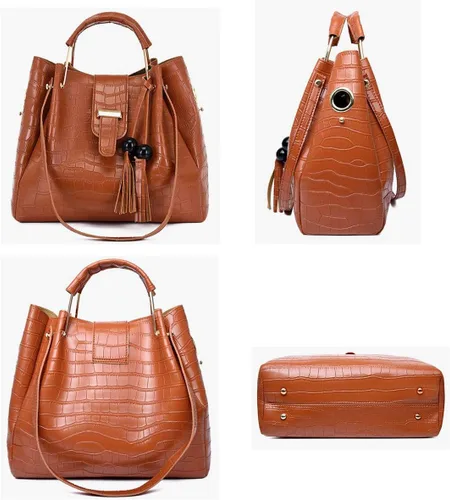 Miniatura 2 de Bolso de piel sintética para mujer, 3 unidades, con borlas