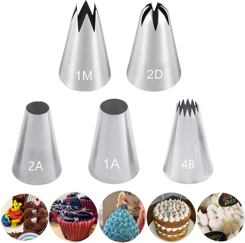 Miniatura 14 de Juego de Boquillas para Glaseado, 3 Boquillas Grandes de Decoración de Acero Inoxidable, Boquillas DIY para Flores de Rosa de Crema, Boquillas