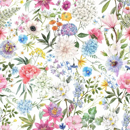 Papel tapiz floral bohemio para despegar y pegar, papel de contacto floral y hojas multicolor - Vinilo decorativo extraíble, impermeable,