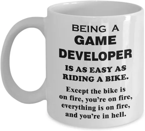 Miniatura 3 de Regalo divertido para diseñador de juegos, montar una bicicleta en el fuego, taza de café, diseño de videojuegos, inspiración, diseño de taza de té