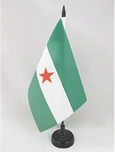 Miniatura 47 de Bandera de mesa de Andalucía 4'' x 6'' - Bandera de escritorio de la región española de Andalucía 5.9 x 3.9 in - Barra y base de plástico negro - AZ