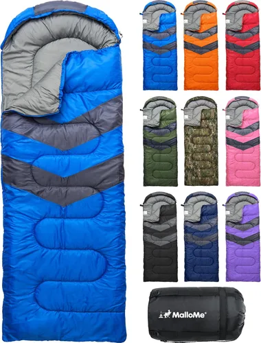 MalloMe Sacos de dormir para adultos para clima frío y cálido, saco de dormir para mochileros para niños de 10 a 12 años, niñas, niños, ligeros,