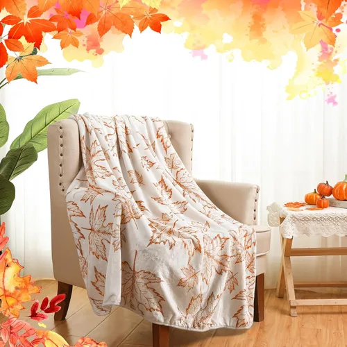 Miniatura 4 de Hosuly Manta de Acción de Gracias, manta suave de hojas de otoño, manta de franela de felpa de otoño, manta cálida de cosecha, manta acogedora