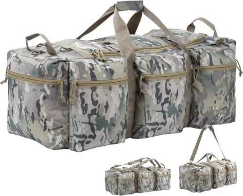 Bolsa de lona militar grande de 100 L, bolsa de lona para despliegue, equipo deportivo, bolsa de equipaje de viaje con correas desmontables para AT
