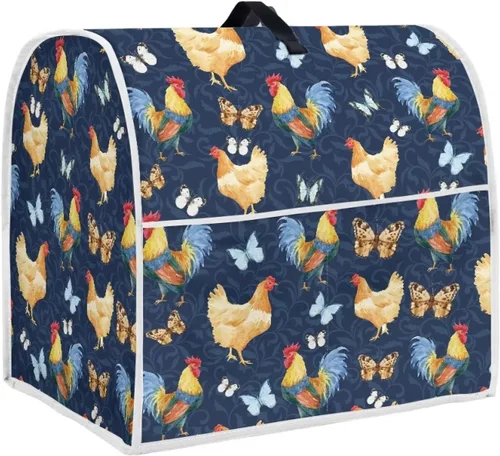 Miniatura 9 de UNICEU Protector de cubierta de batidora de soporte de cocina con estampado retro de mariposa de girasol, con mango superior, cubierta de polvo