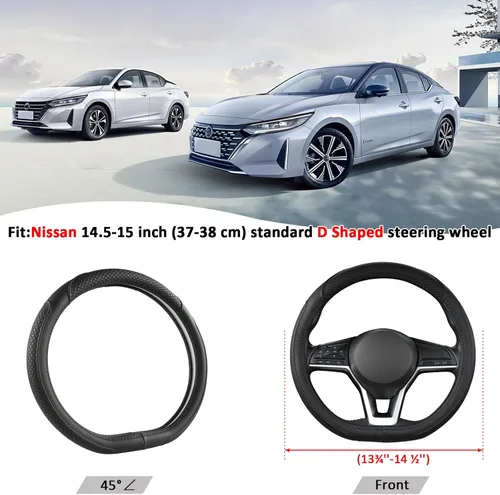 Miniatura 4 de West Llama - Funda personalizada para volante de automóvil para Nissan, funda para volante en forma de D para Rogue, Altima, Kicks (Forma D-Negro)