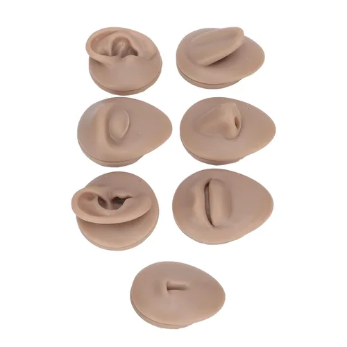 Miniatura 4 de Modelo de perforación corporal, 6 piezas de simulación de silicona para perforación de parte del cuerpo, kit de práctica de piercing, oreja, nariz