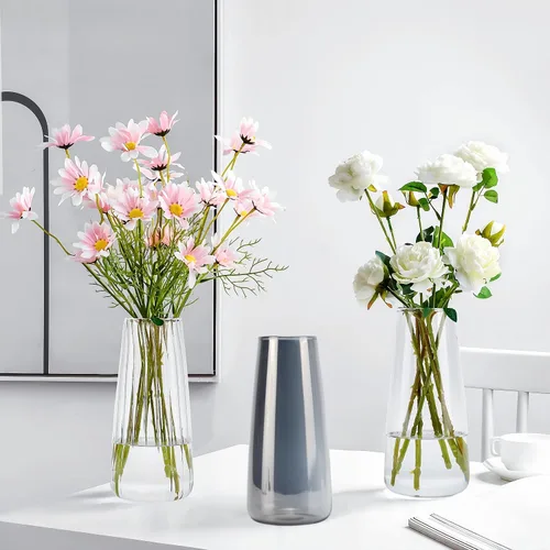 Miniatura 9 de Jarrón de cristal transparente, florero para centro de mesa, decoración del hogar, jarrones modernos para sala de estar, boda, oficina, mesa