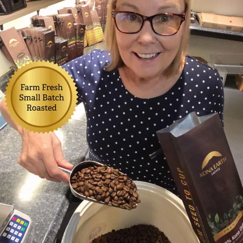 Miniatura 7 de KONA EARTH 100% Café Premium Kona, Tostado Medio Oscuro, Grano Entero (227 gramos) Café auténtico de la granja directa de la Isla Grande de Hawái