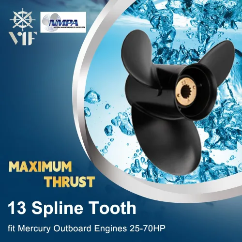 Miniatura 2 de VIF Jason Marine Upgrade OEM 13 Spline Tooth Aluminio Outboard Hélice compatible con motores Mercury 30/35/40/45/50/55/60/70hp, caja de cambios