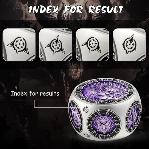 Miniatura 7 de DNDND Dados Giratorios 8 en 1 con Doble D20 – Juego de Dados Hexagonales de Metal con Temática de Monstruos D&D para TTRPG Dungeons and Dragons