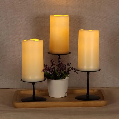 Miniatura 7 de wemarry Velas impermeables sin llama con control remoto, velas que funcionan con pilas para exteriores e interiores (D3 x A 6"), 12 piezas de velas