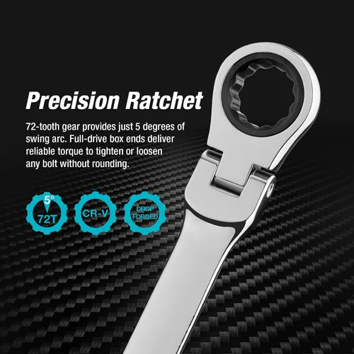 Miniatura 3 de DURATECH Llave de trinquete extralarga de cabeza flexible 8 * 9 mm, métrica, acero CR-V