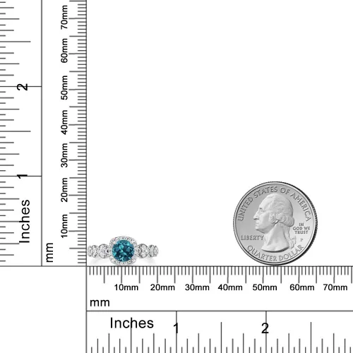 Miniatura 20 de Gem Stone King Anillo de compromiso de aniversario y piedra natal de corte redondo de 0.236 in para mujer, plata de ley 925, anillo de promesa
