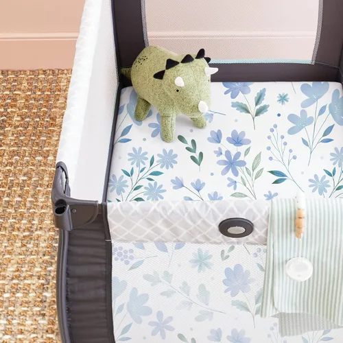 Miniatura 3 de TotAha Sábanas Premium Elásticas para Corral de Juegos Pack N Play Sábanas para Minicuna (Paquete de 2) - Hipoalergénicas, Comodidad Sedosa, Flor