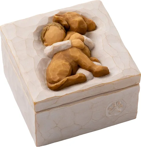 Willow Tree Hug (perro dorado), caja de recuerdo esculpida pintada a mano