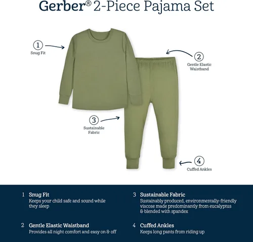 Miniatura 6 de Gerber Unisex Baby Toddler Buttery Soft 2-Piece Snug Fit Pajamas with Viscose Made from Eucalyptus