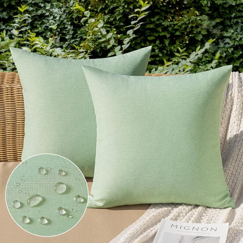Miniatura 51 de MIULEE Paquete de 2 fundas decorativas para almohadas de exterior, sólidas, impermeables, de lino sintético, estilo granja de jardín, fundas de Óxido