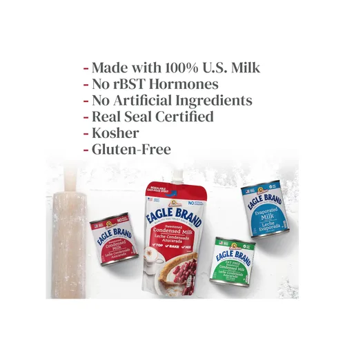 Miniatura 7 de Eagle Brand Leche condensada endulzada de 14 onzas, ideal para flan, cocinar, hornear, bebidas, postres, helados, sin ingredientes artificiales, sin