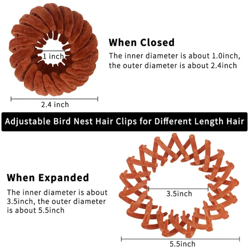 Miniatura 4 de TOBATOBA Bird Nest - Pinza mágica para el cabello, 7 piezas, horquilla para nido de pájaro, soporte para cola de caballo expandible, pinzas