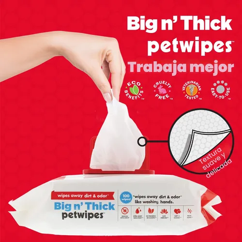 Miniatura 4 de Petkin Toallitas para mascotas para perros y gatos, 100 toallitas grandes – Elimina la suciedad y el olor como lavarse las manos – Limpia orejas
