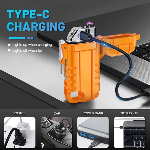 Miniatura 2 de Lafagiet Encendedor recargable USB C, cuello flexible de 360°, a prueba de viento y agua, encendedores de arco eléctrico para velas, camping F37-or