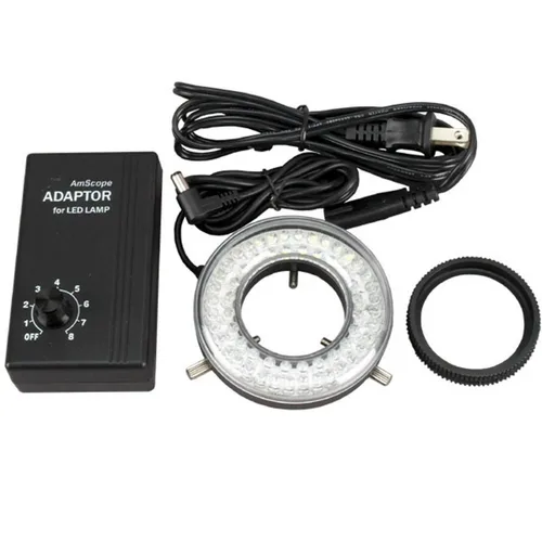 Miniatura 2 de AmScope Luz de anillo de microscopio LED-64-ZK con adaptador, blanco