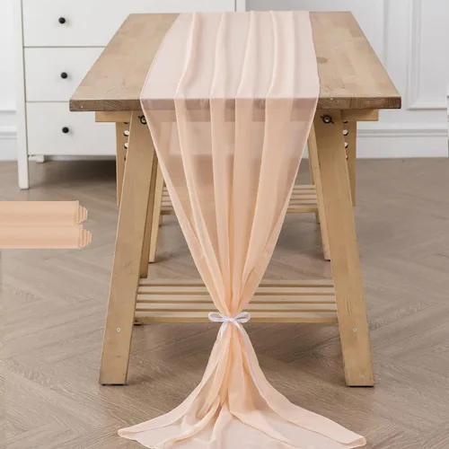 Miniatura 17 de Paquete de 2 caminos de mesa de gasa de 10 pies de 29 x 120 pulgadas, camino de mesa romántico transparente para boda, fiesta de cumpleaños