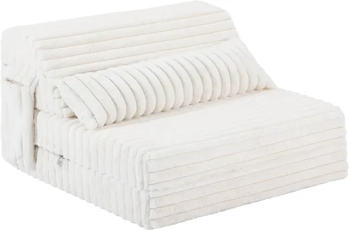 Tiita Sofá cama plegable tamaño individual, colchón convertible con almohada, colchón de pana gruesa para el suelo, sofá cama con bolsillo lateral,