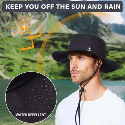 Miniatura 2 de Sombrero de pesca para hombre, sombrero de sol de ala ancha, protección UV SPF XL, XXL, tamaño grande, cabeza grande, senderismo, playa, safari